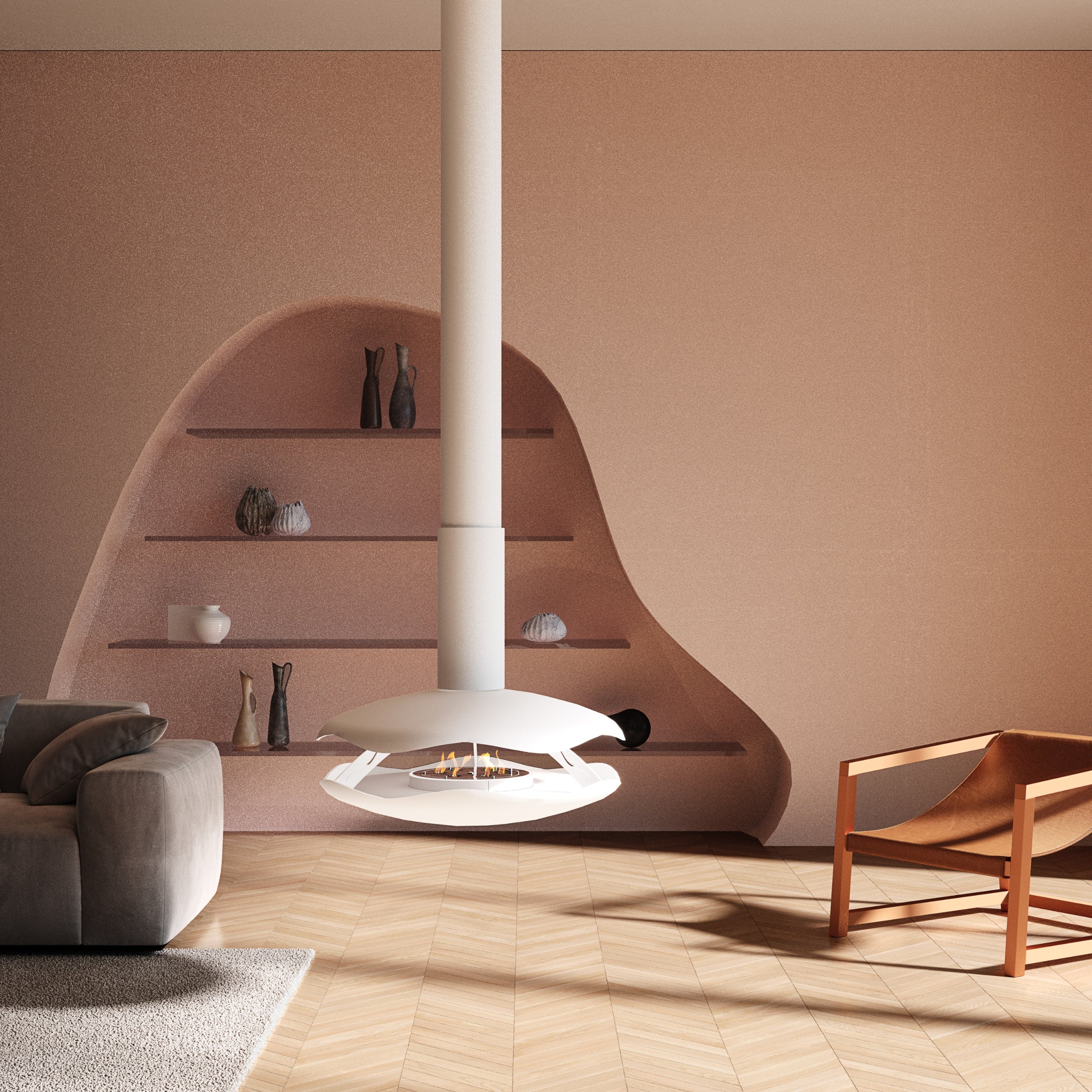 GlammFire Premium Perola Suspended Bioethanol Fireplace