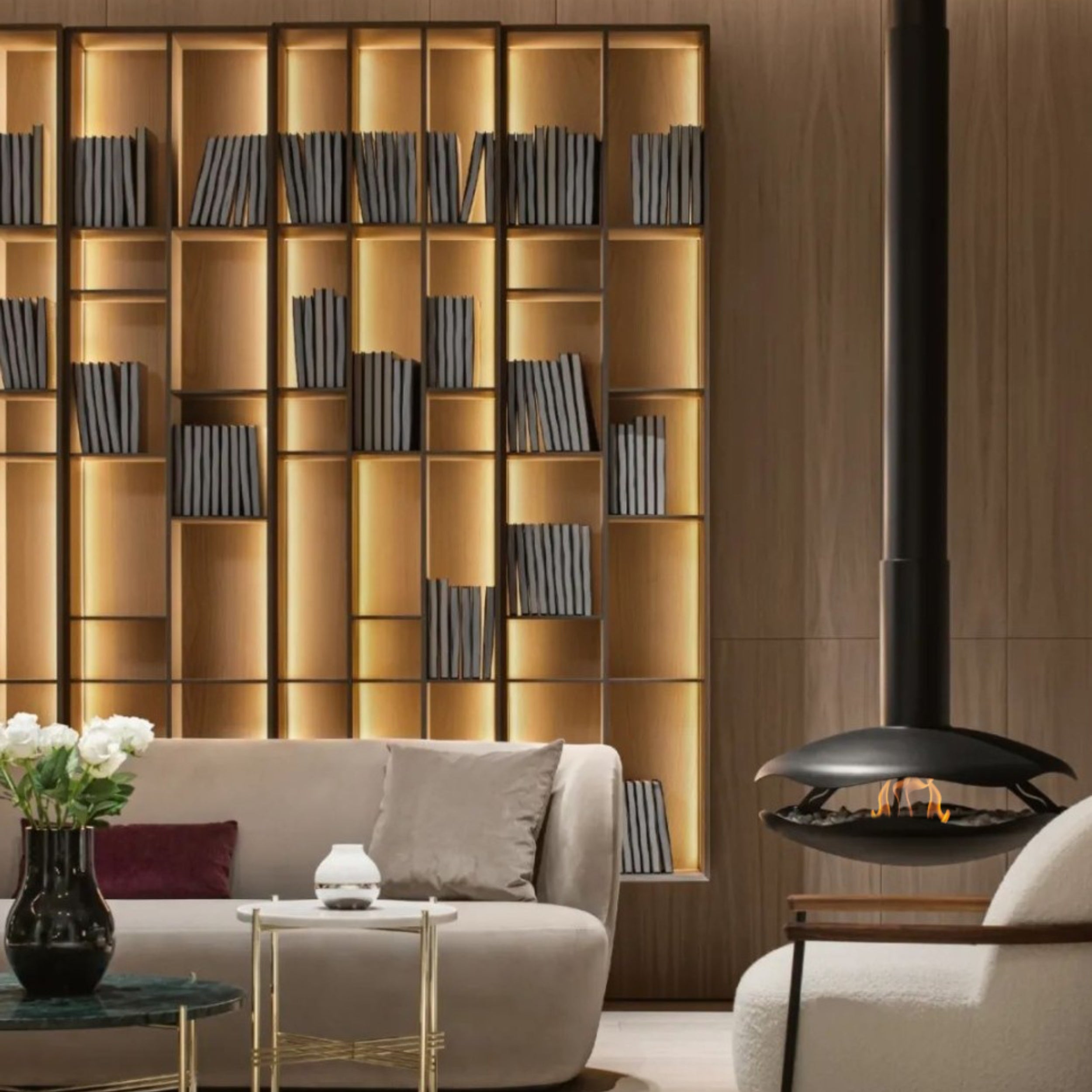 GlammFire Premium Perola Suspended Bioethanol Fireplace
