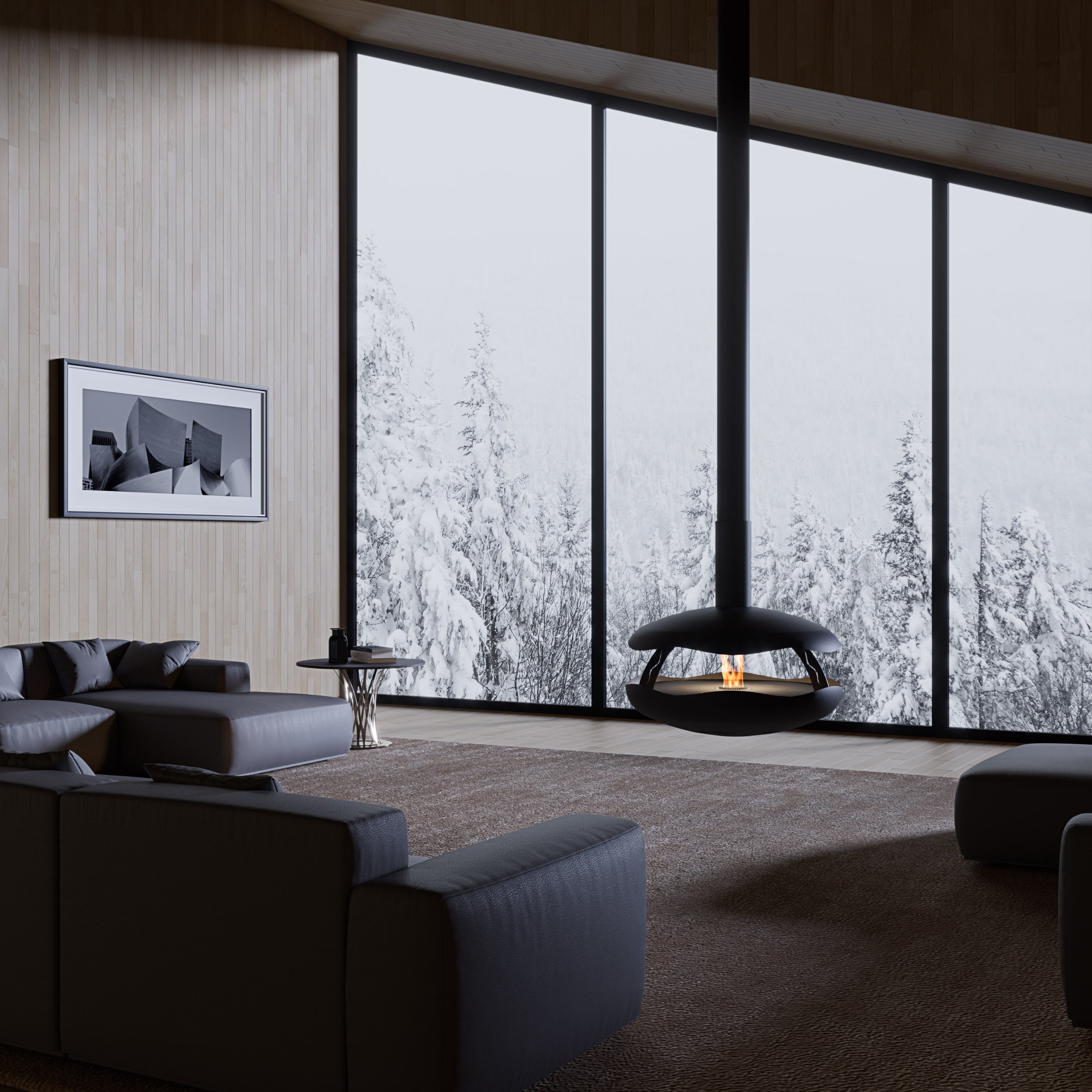 GlammFire Perola Plus Suspended Automatic Bioethanol Fireplace