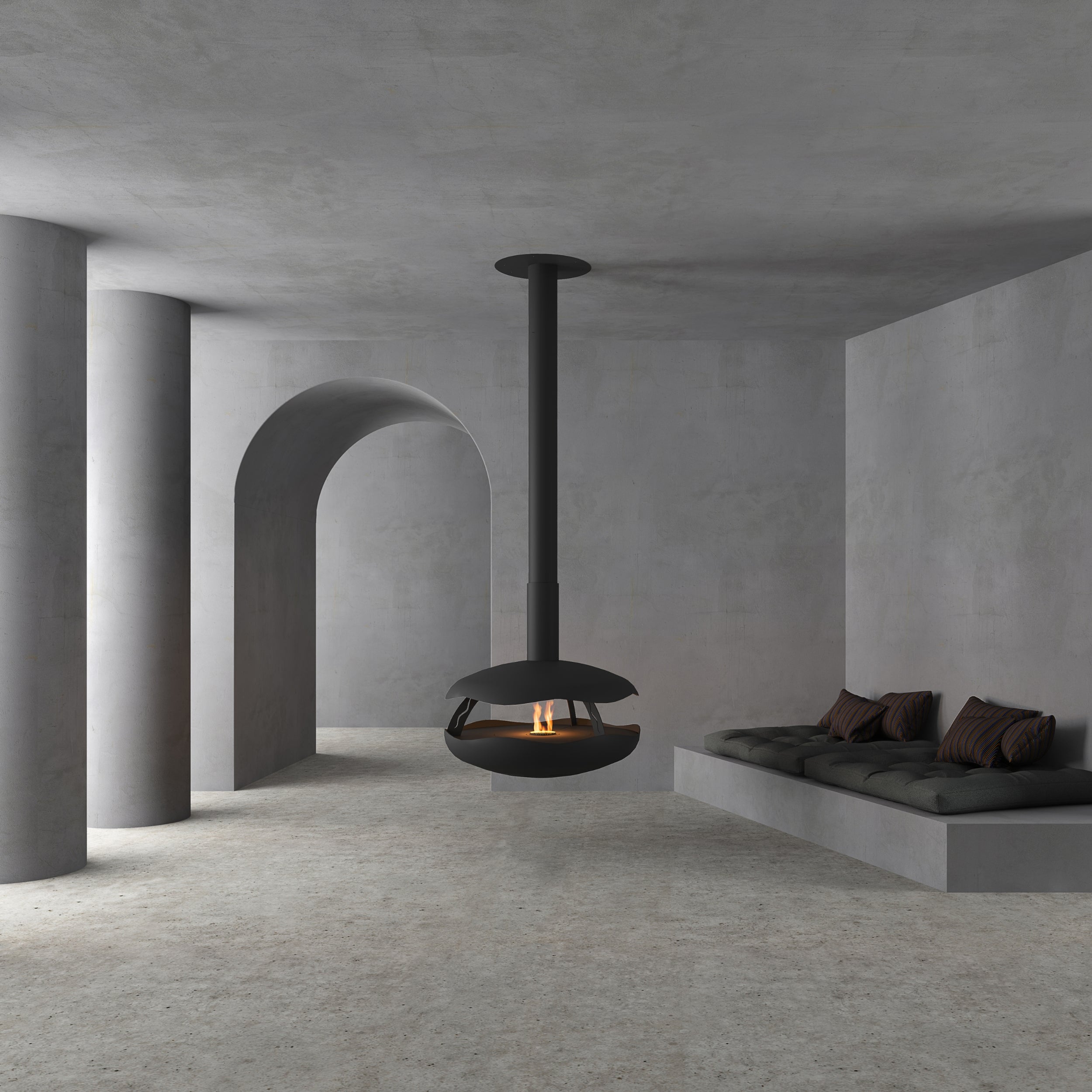 GlammFire Perola Plus Suspended Automatic Bioethanol Fireplace