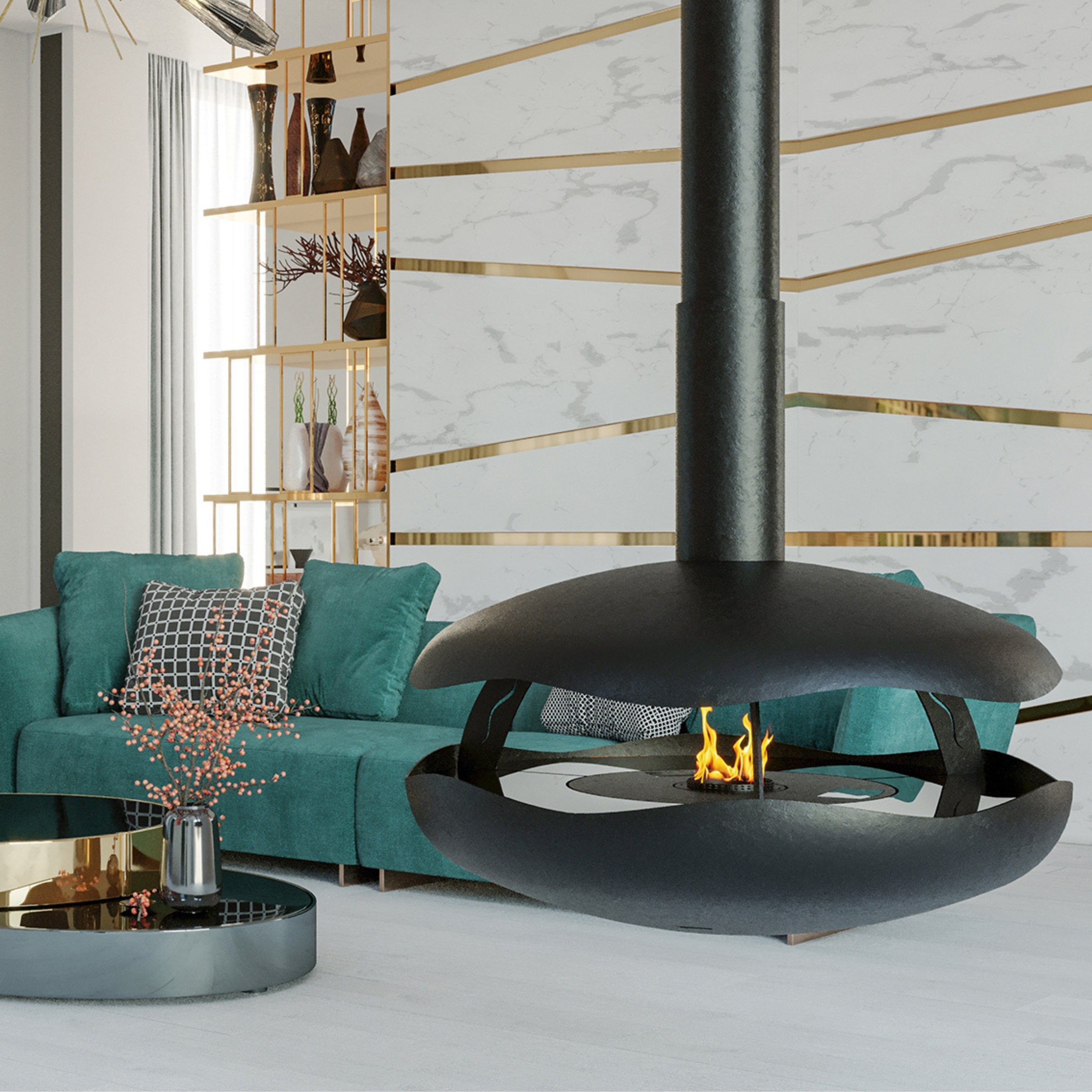 GlammFire Perola Plus Suspended Automatic Bioethanol Fireplace