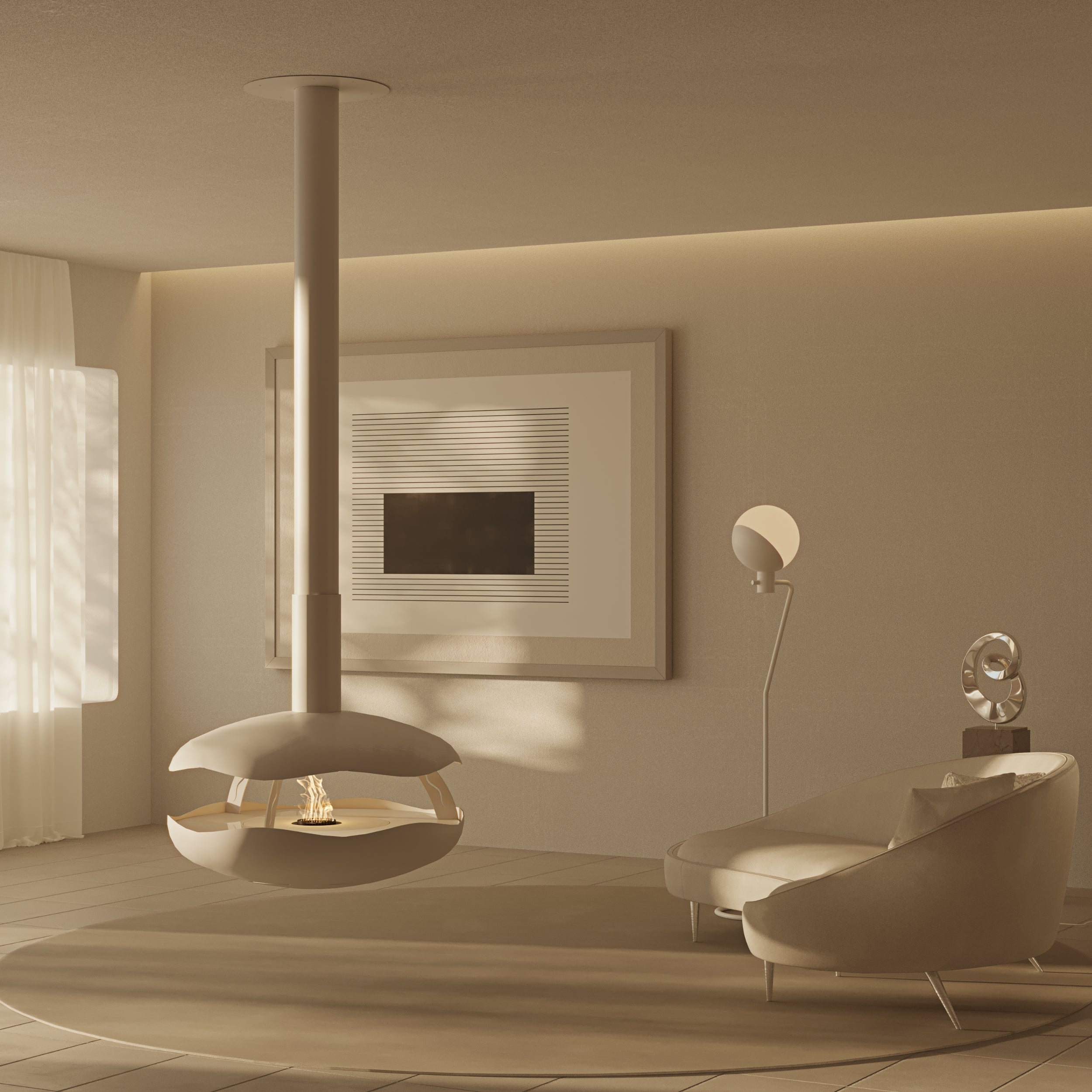 GlammFire Perola Plus Suspended Automatic Bioethanol Fireplace