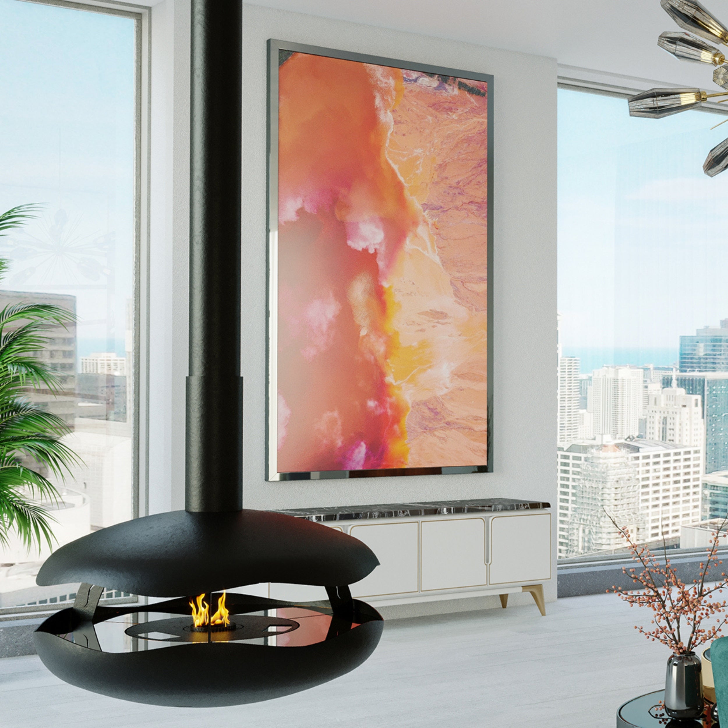 GlammFire Perola Plus Suspended Automatic Bioethanol Fireplace