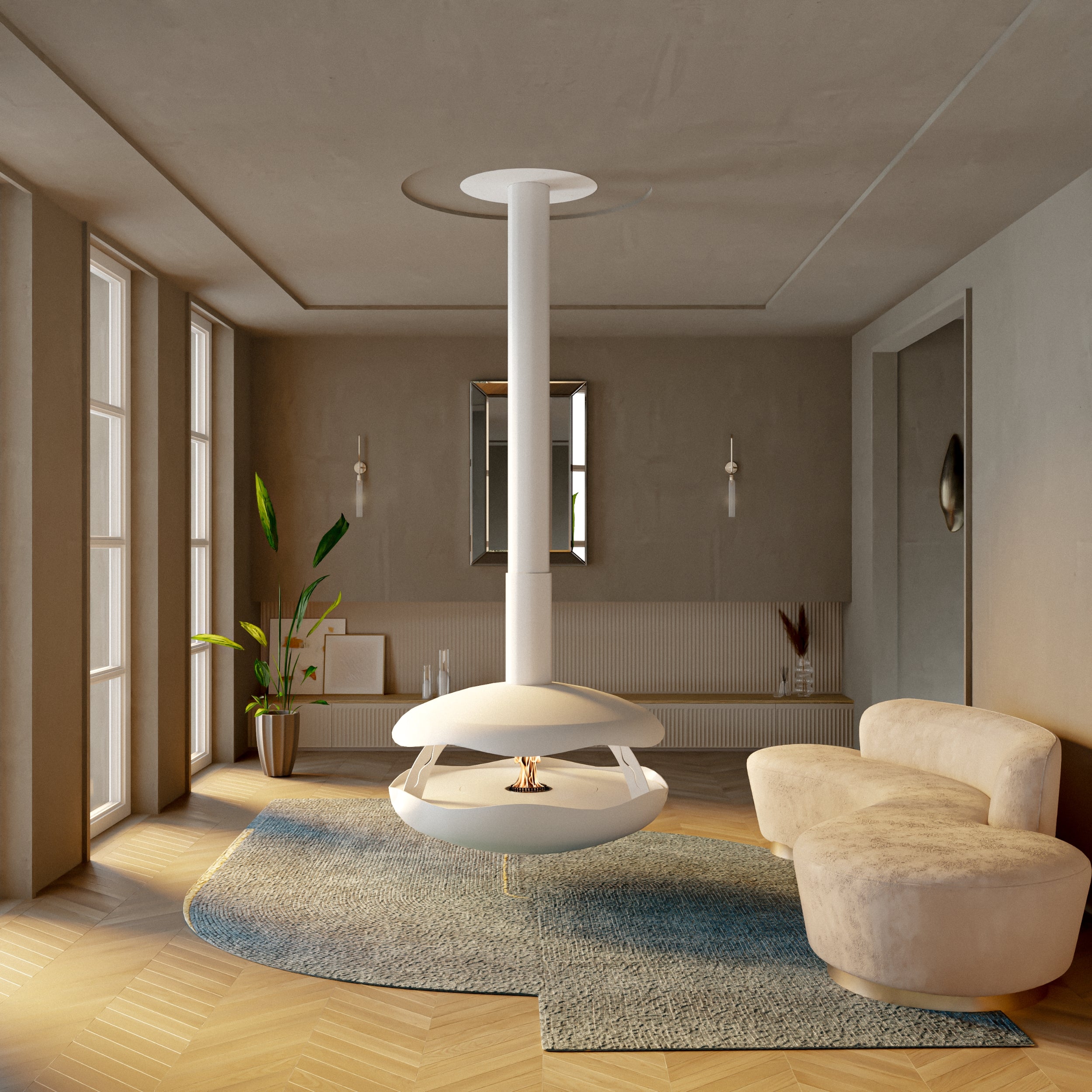 GlammFire Perola Plus Suspended Automatic Bioethanol Fireplace