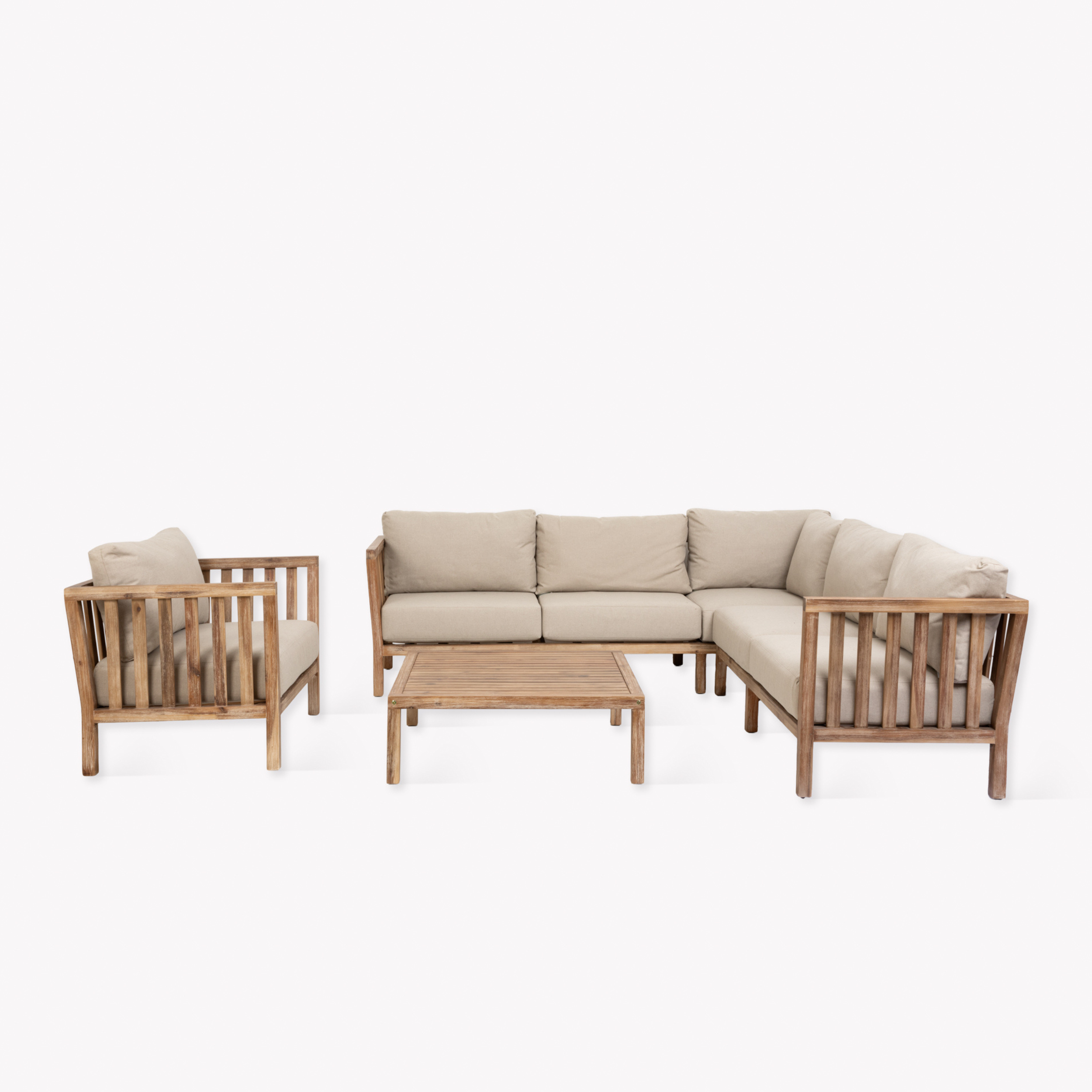 Porthallow Corner Sofa Set – Acacia Wood