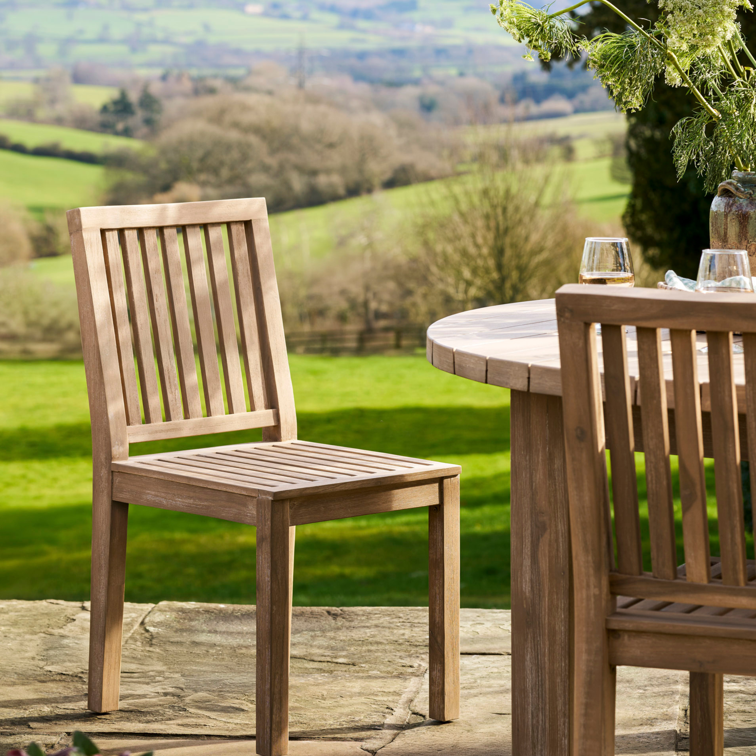 Porthallow Dining Chairs – Natural Acacia Wood, Set of 2