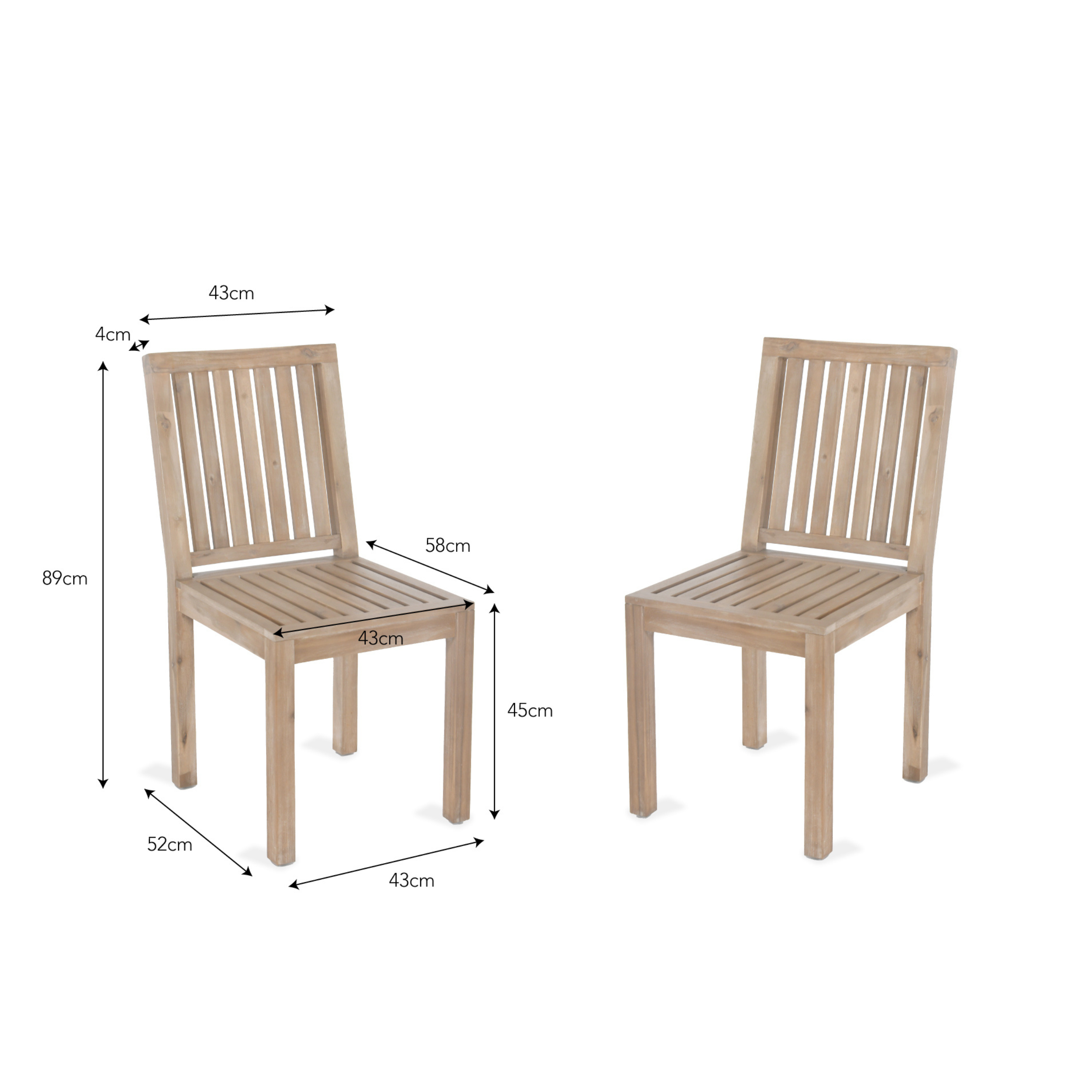 Porthallow Dining Chairs – Natural Acacia Wood, Set of 2