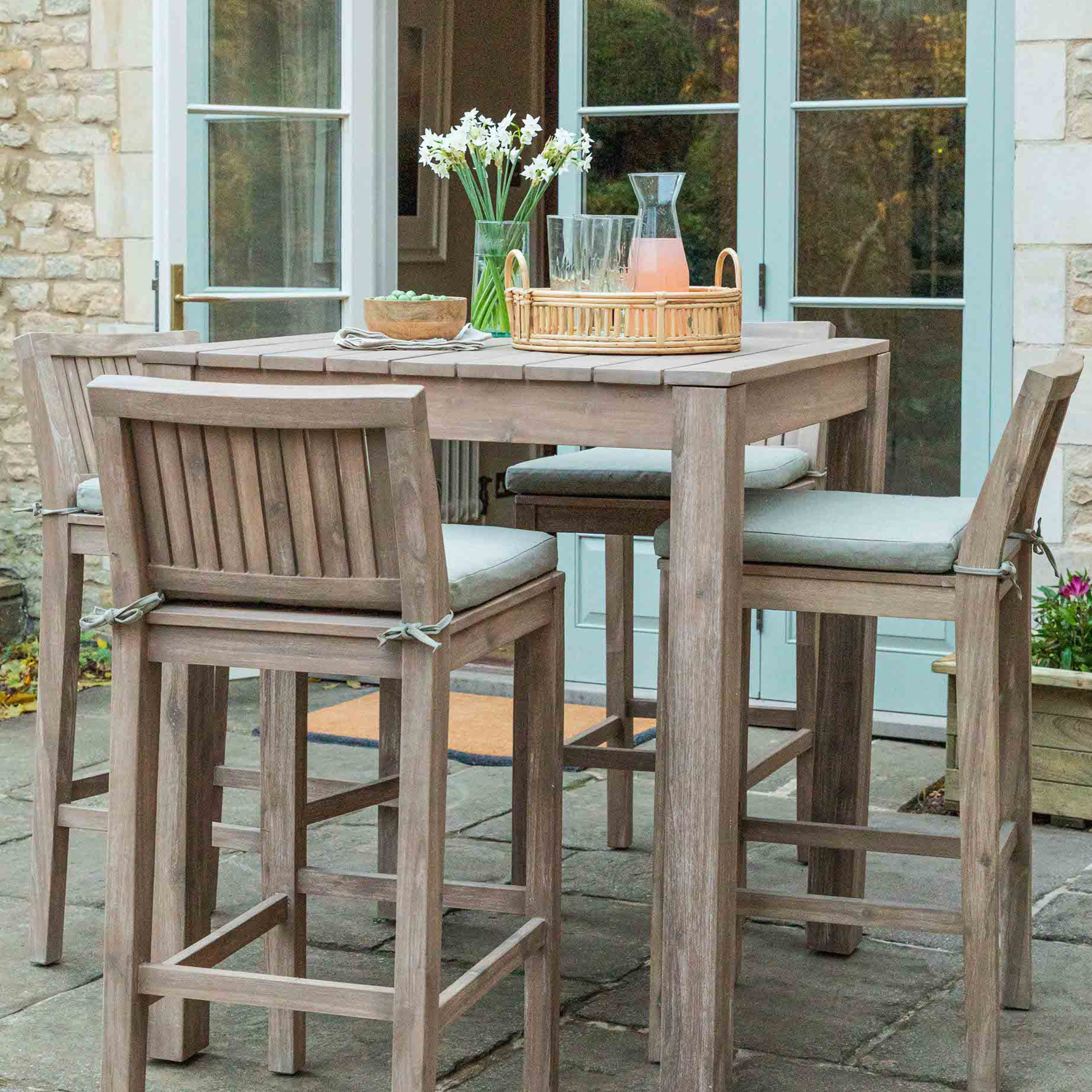 Porthallow Square Bar Table – Natural Acacia Wood