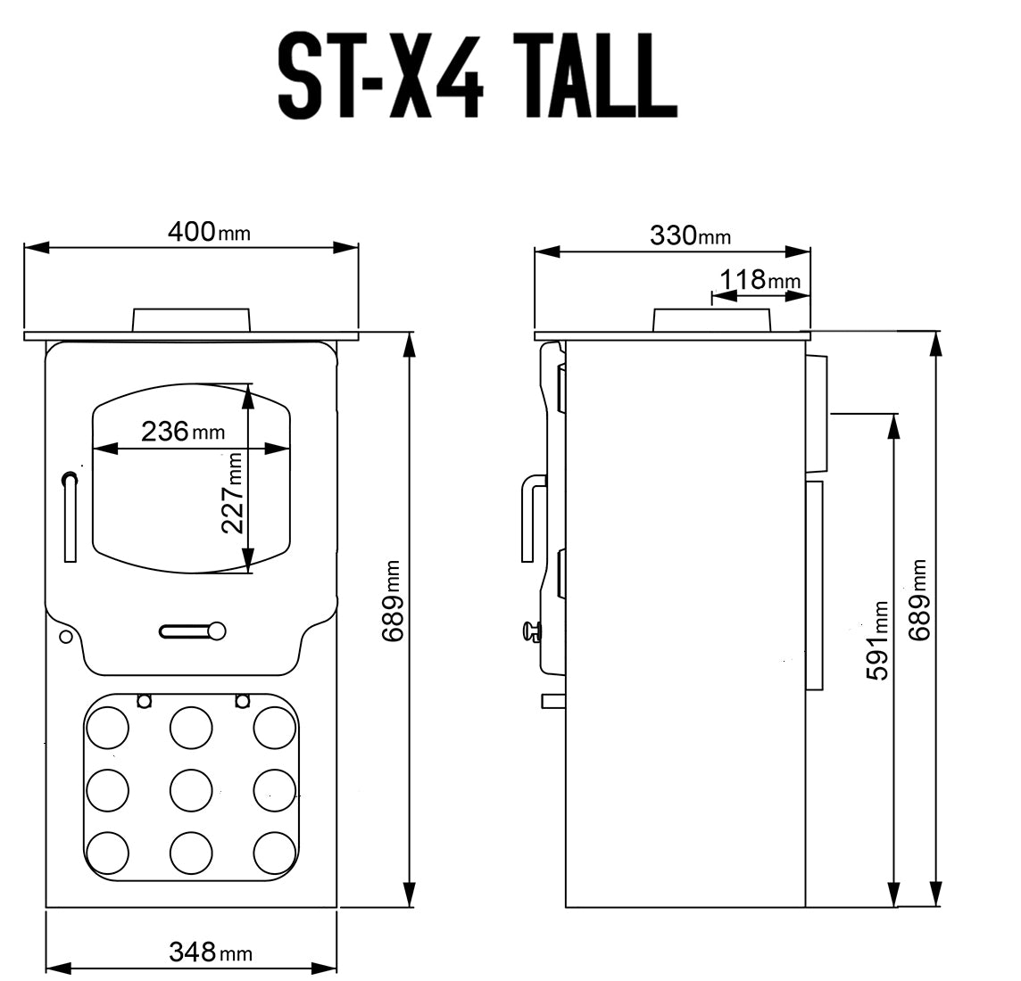 Saltfire ST-X4 Tall Stove in Metallic Black