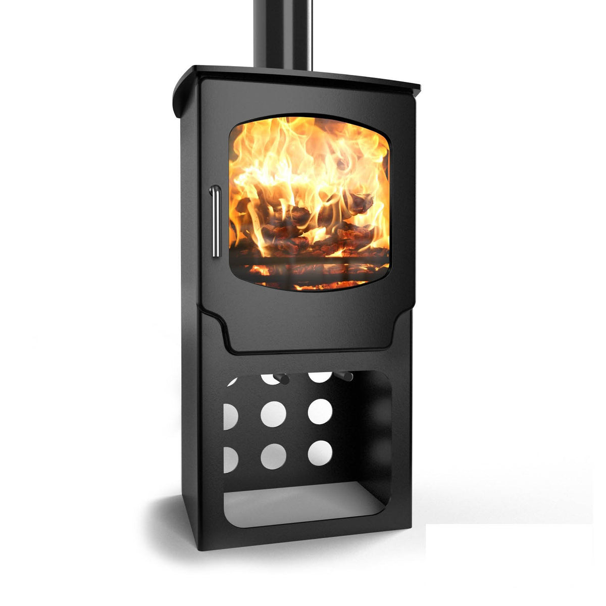 Saltfire ST-X5 Tall Wood-Burning Stove in Metallic Black