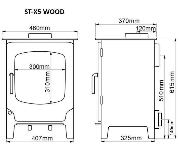 Saltfire ST-X5 Wood-Burning Stove in Metallic Black