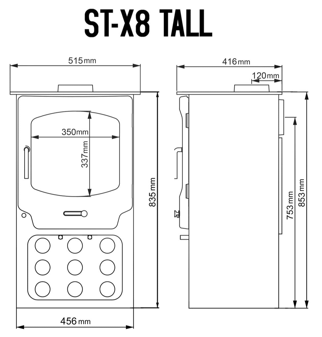 Saltfire ST-X8 Tall Stove in Metallic Black