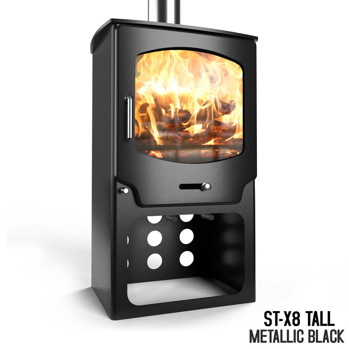 Saltfire ST-X8 Tall Stove in Metallic Black