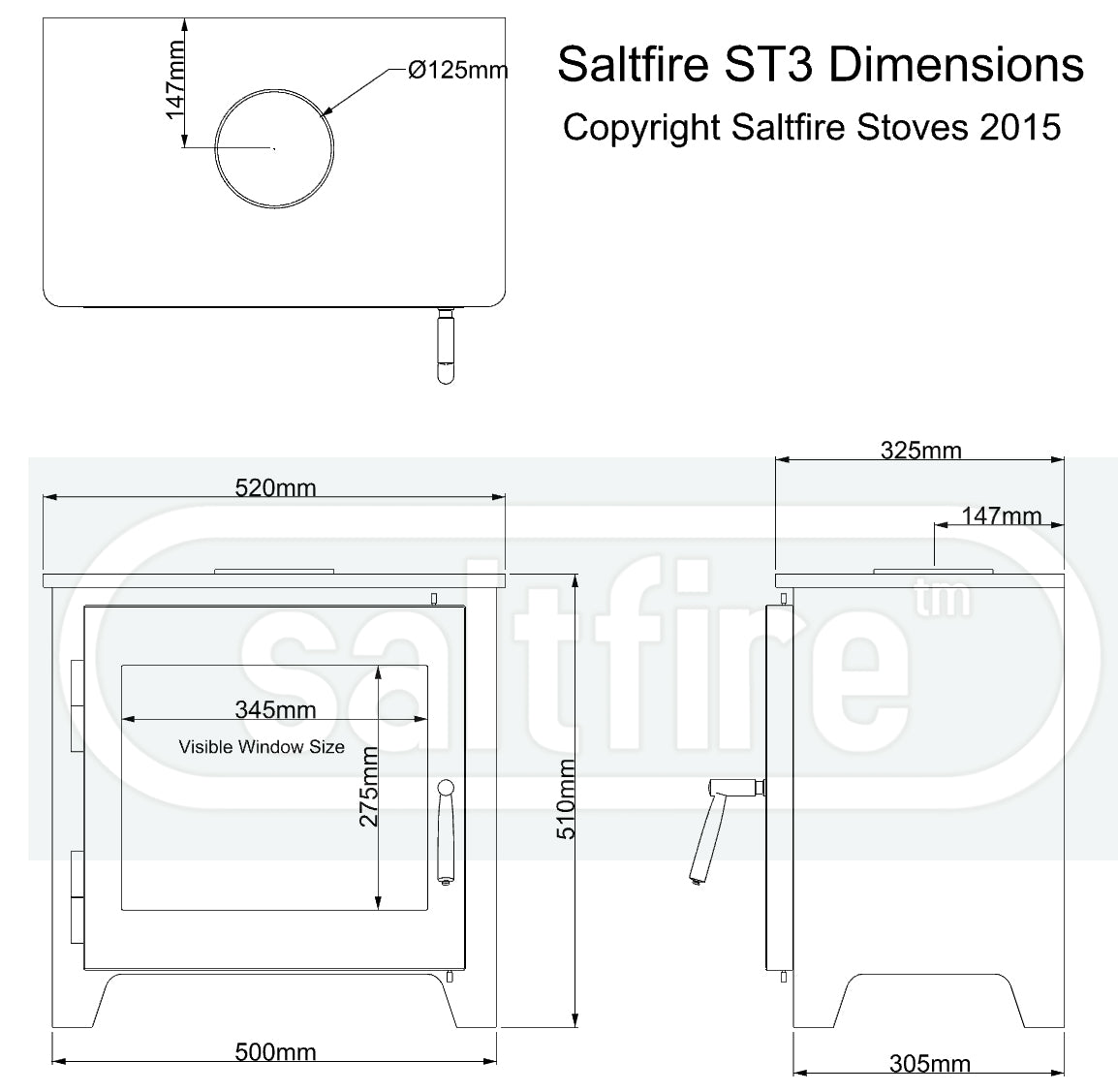 Saltfire ST3 Stove in Metallic Black