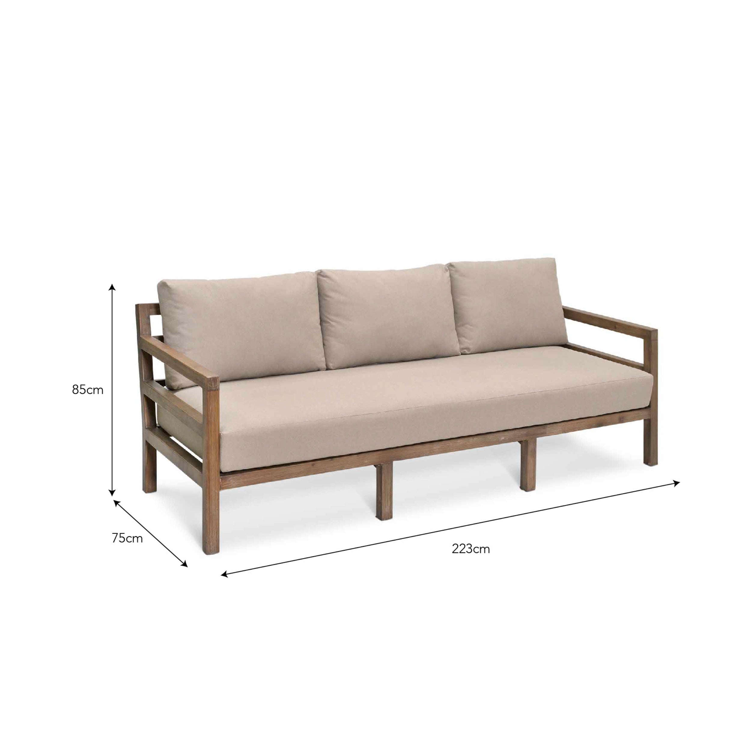 Sandridge 3-Seater Outdoor Sofa – Dark Natural Acacia Wood