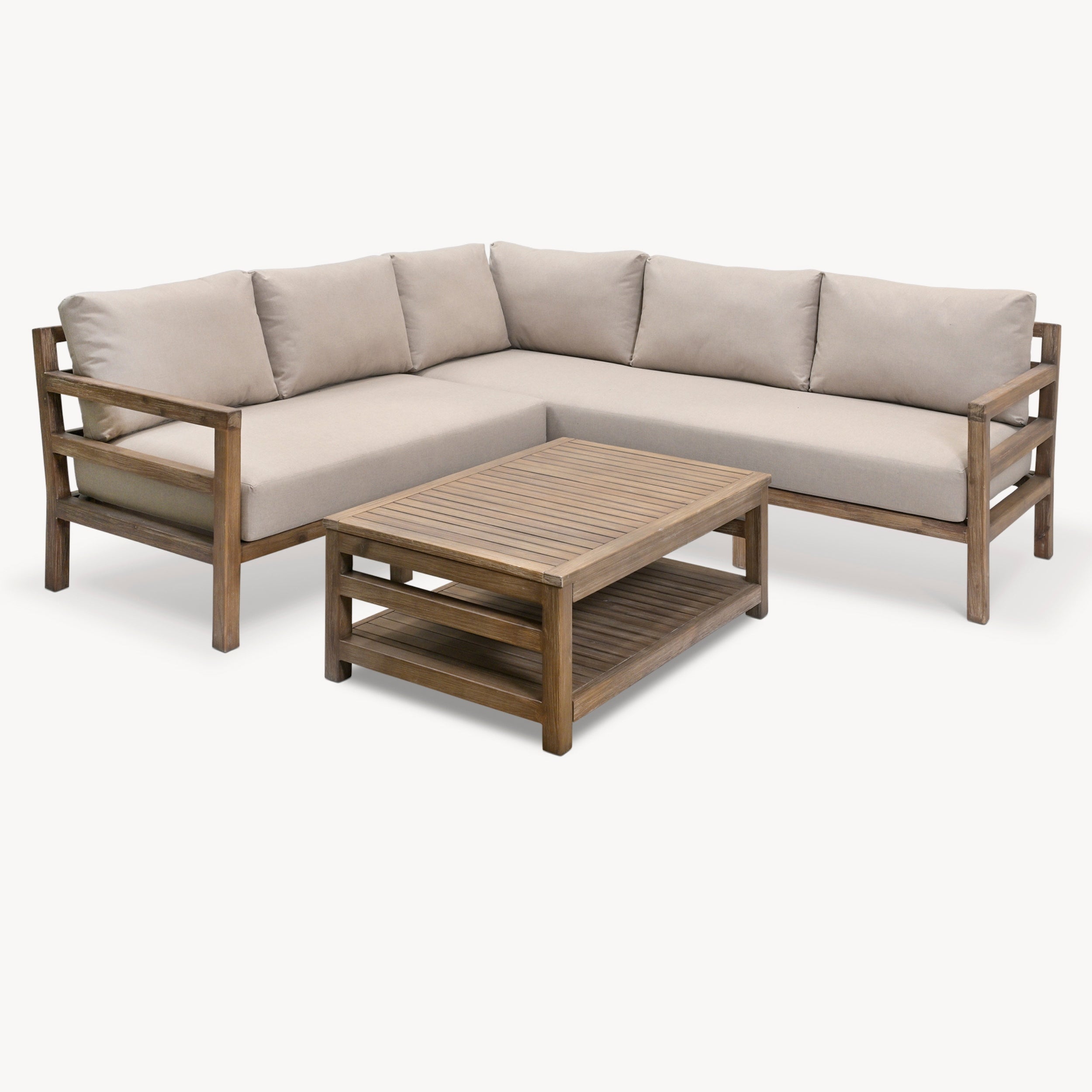 Sandridge Corner Sofa Set – Dark Natural Acacia Wood
