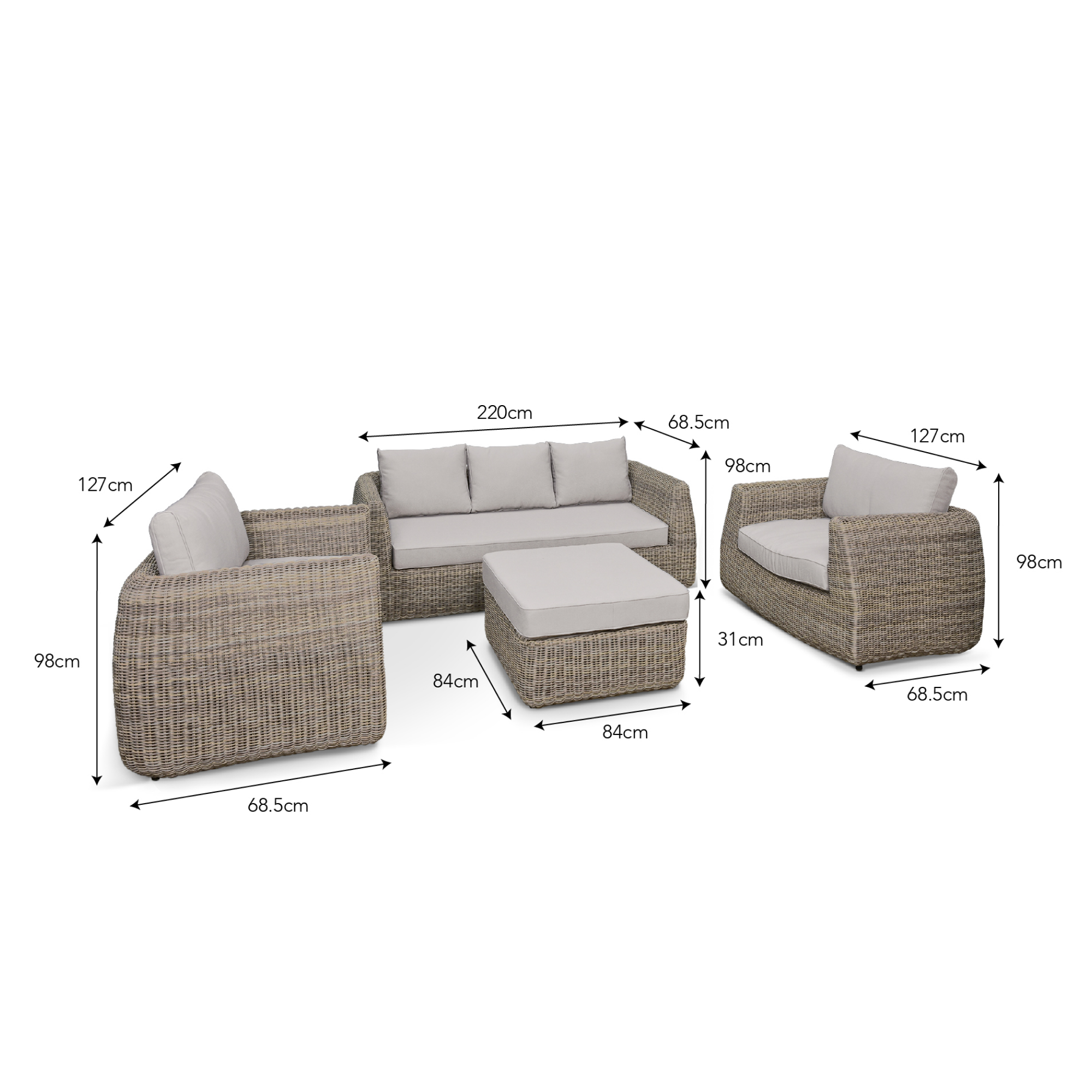 Skala 3 Seater Outdoor Sofa Set – PE Rattan