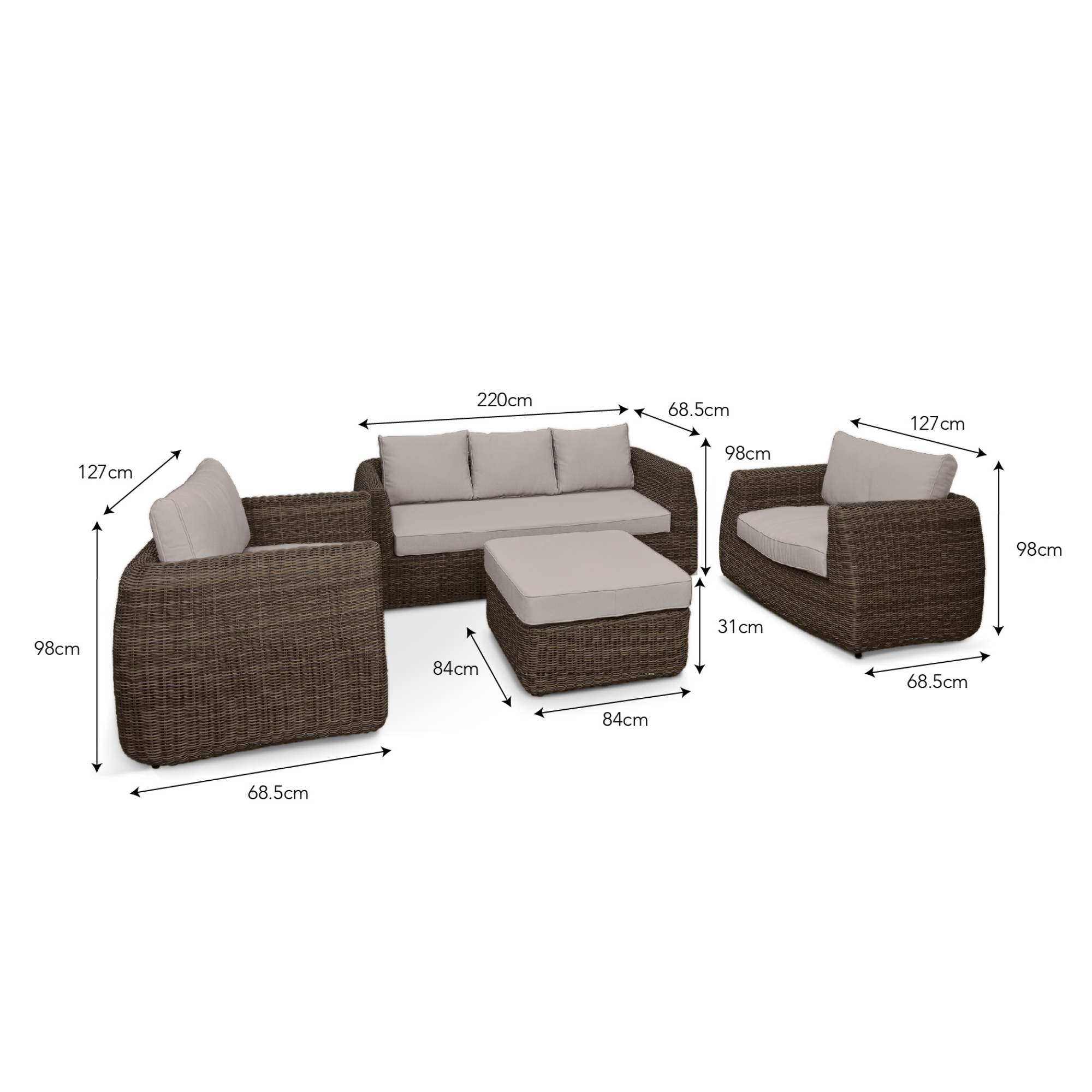 Skala 3 Seater Outdoor Sofa Set – PE Rattan