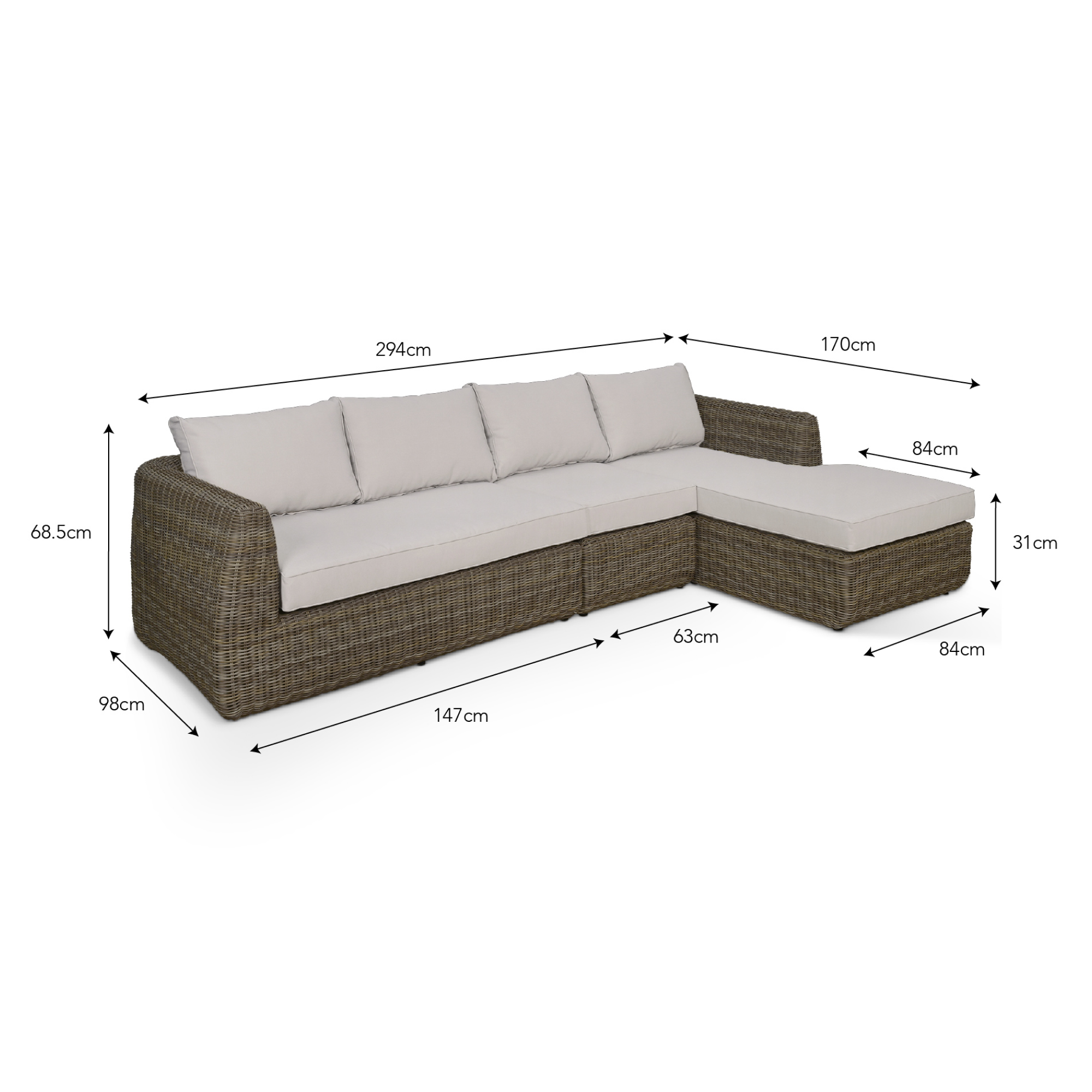 Skala Corner Outdoor Sofa Set – PE Rattan