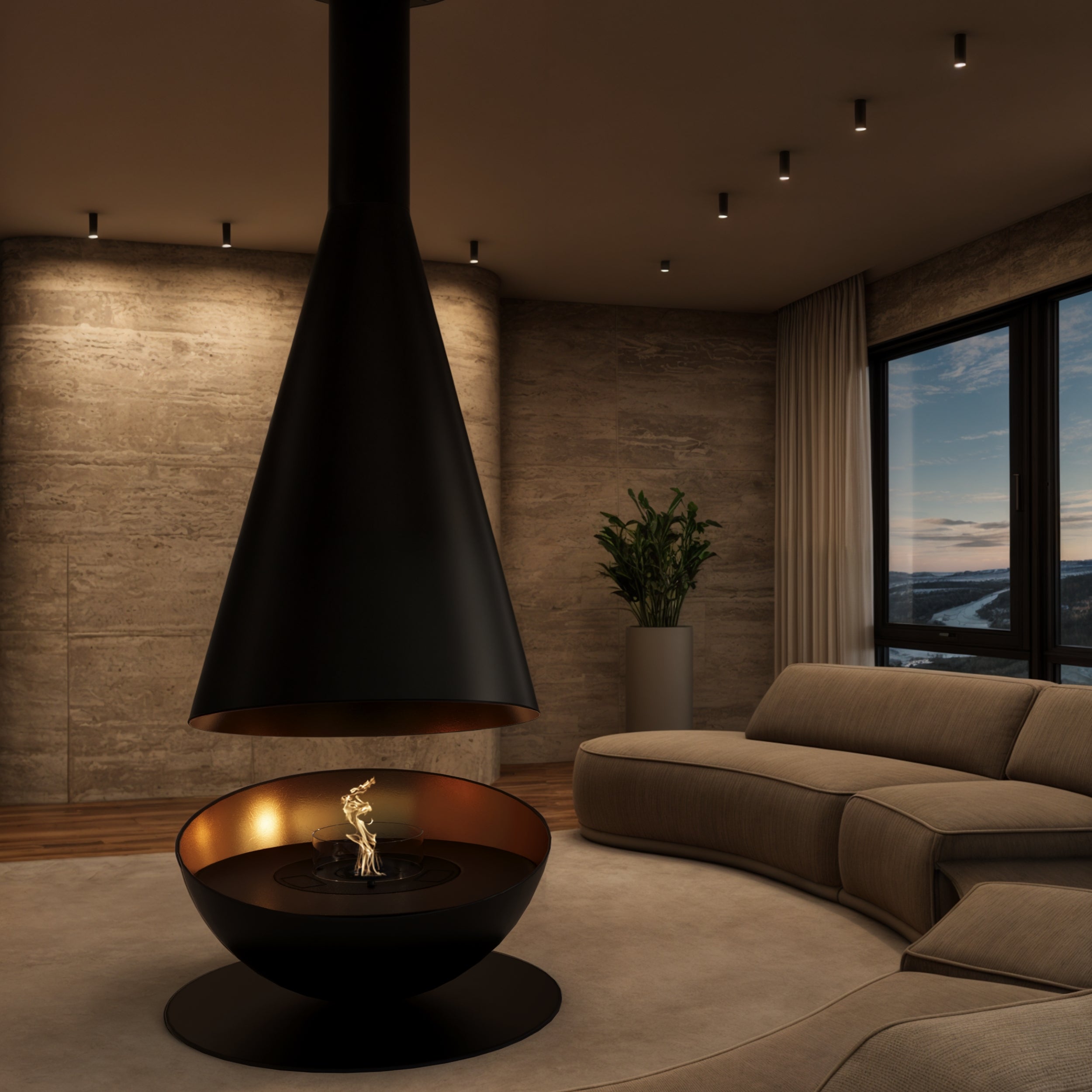 GlammFire Thales Bioethanol Suspended Fireplace