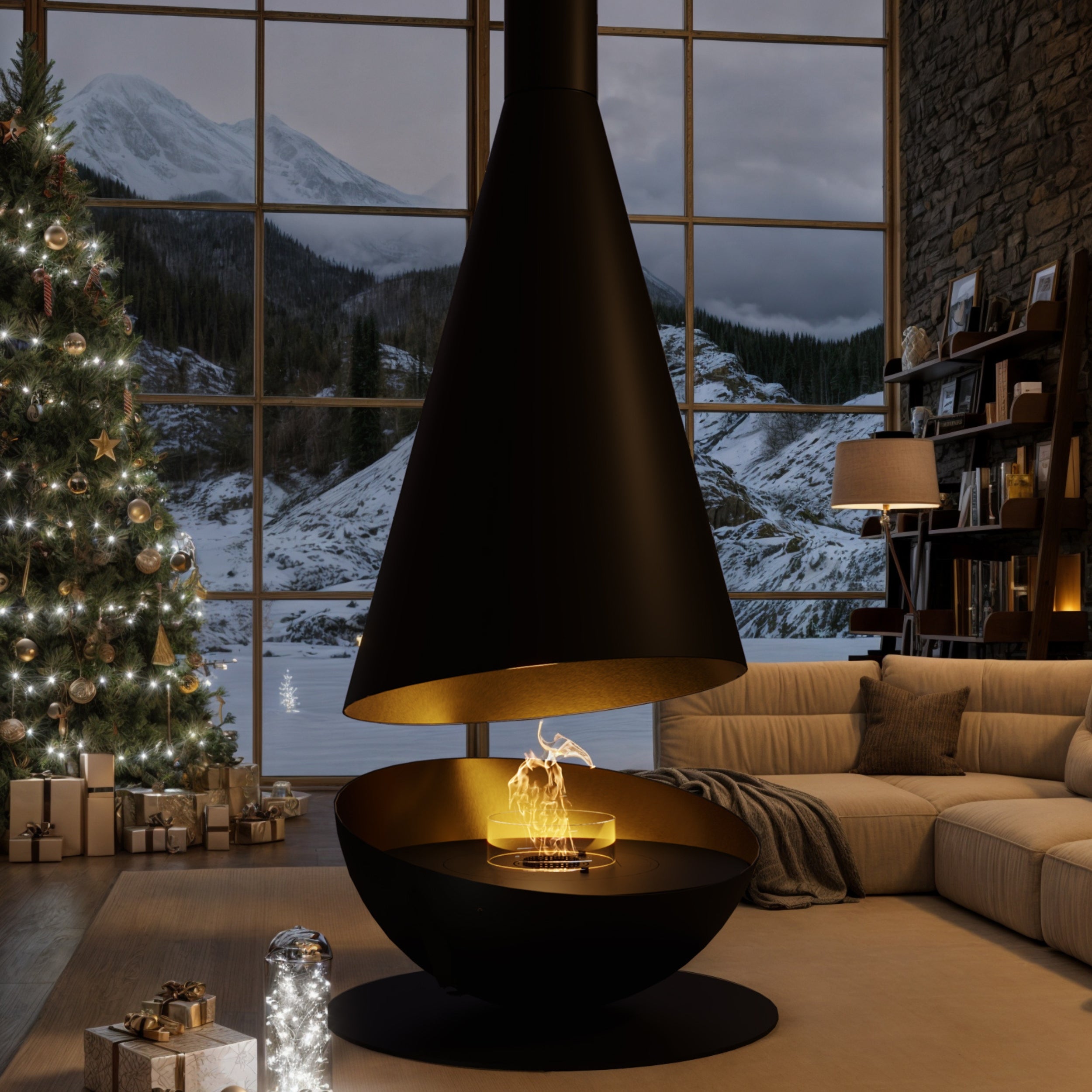 GlammFire Thales Bioethanol Suspended Fireplace