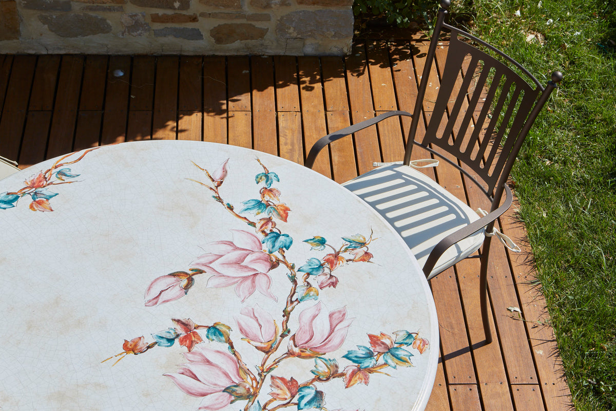 Domiziani Aurora Round Hand-Painted Lava Stone Table