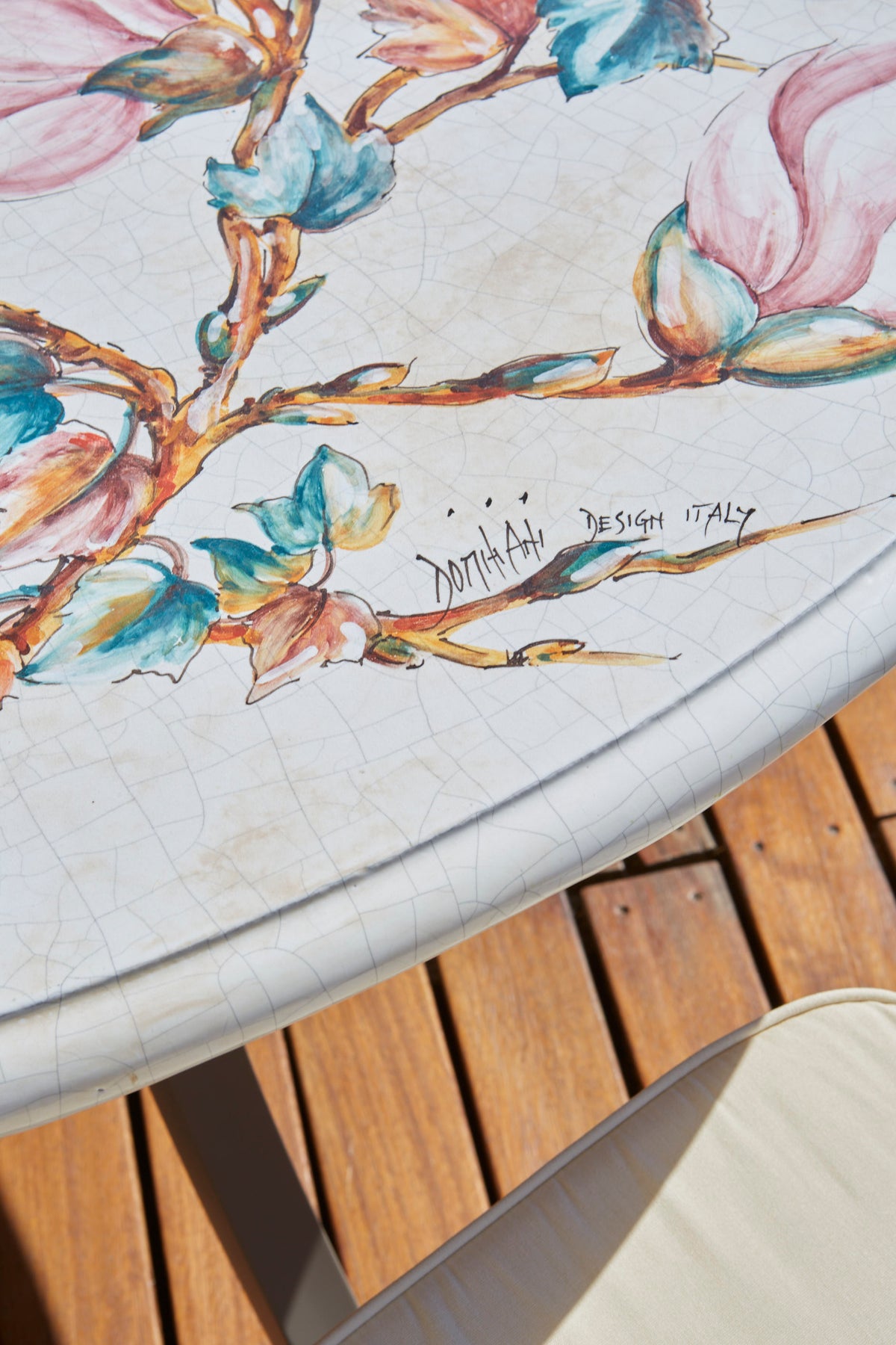 Domiziani Aurora Round Hand-Painted Lava Stone Table