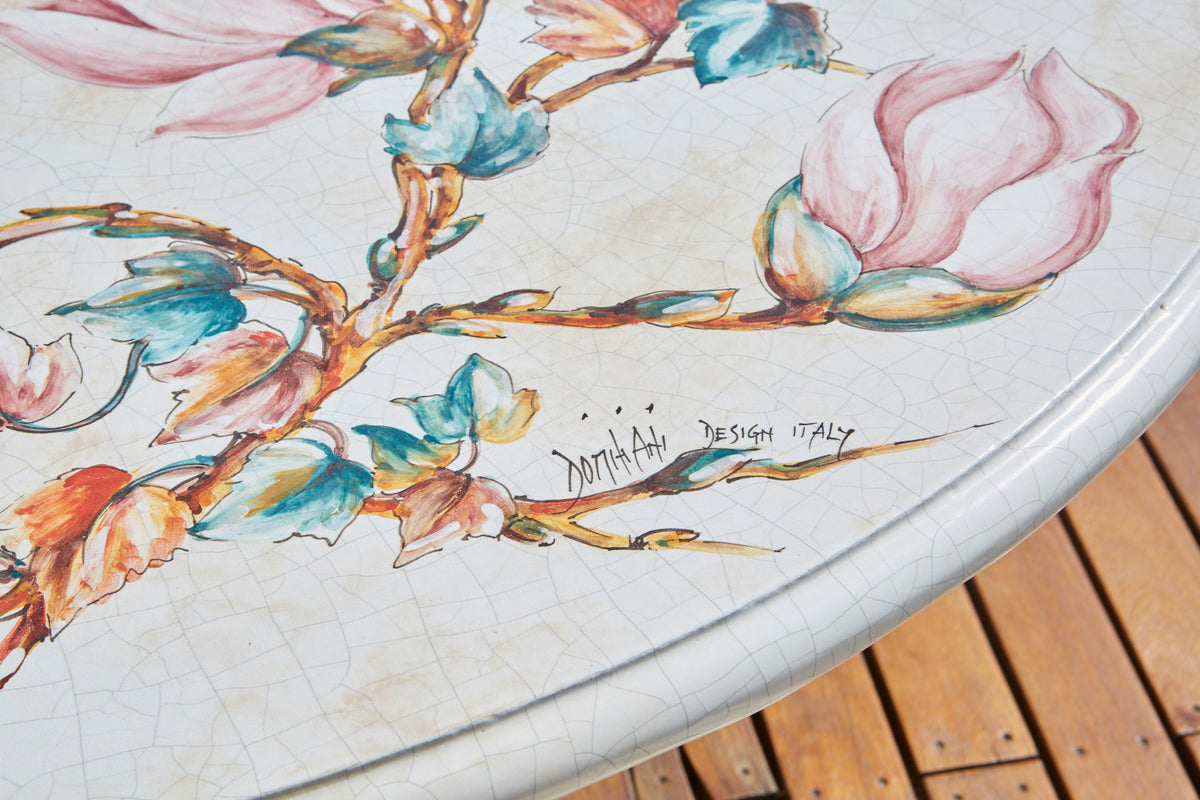 Domiziani Aurora Round Hand-Painted Lava Stone Table