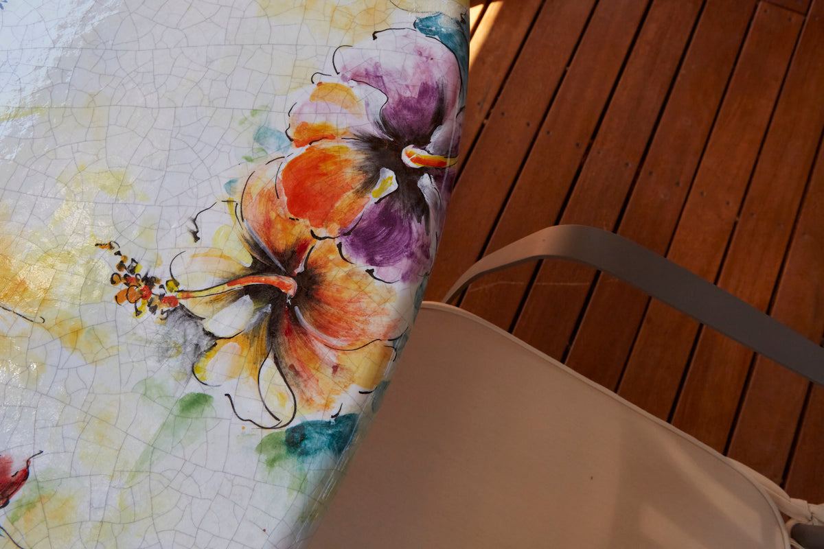 Domiziani Aurora Round Hand-Painted Lava Stone Table