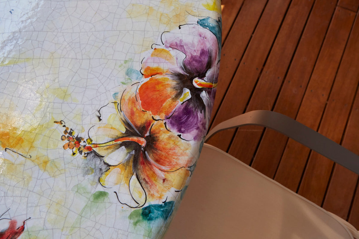 Domiziani Aurora Round Hand-Painted Lava Stone Table