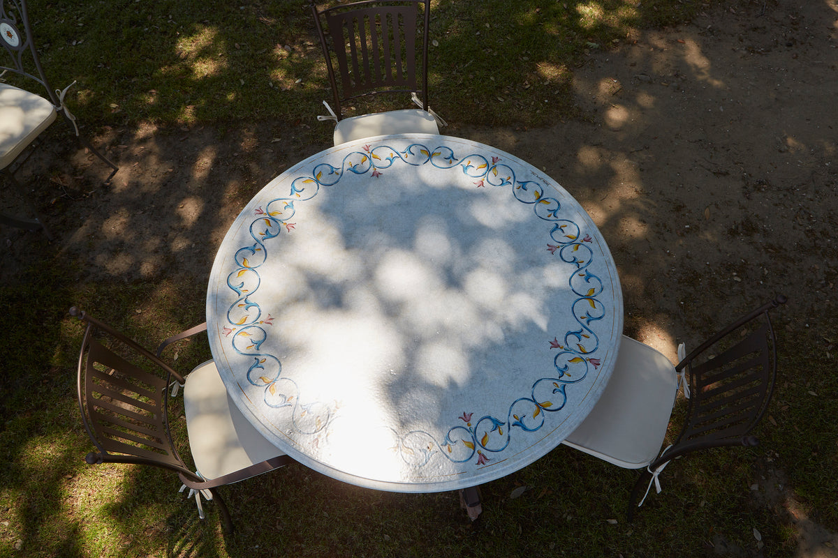 Domiziani Aurora Round Hand-Painted Lava Stone Table