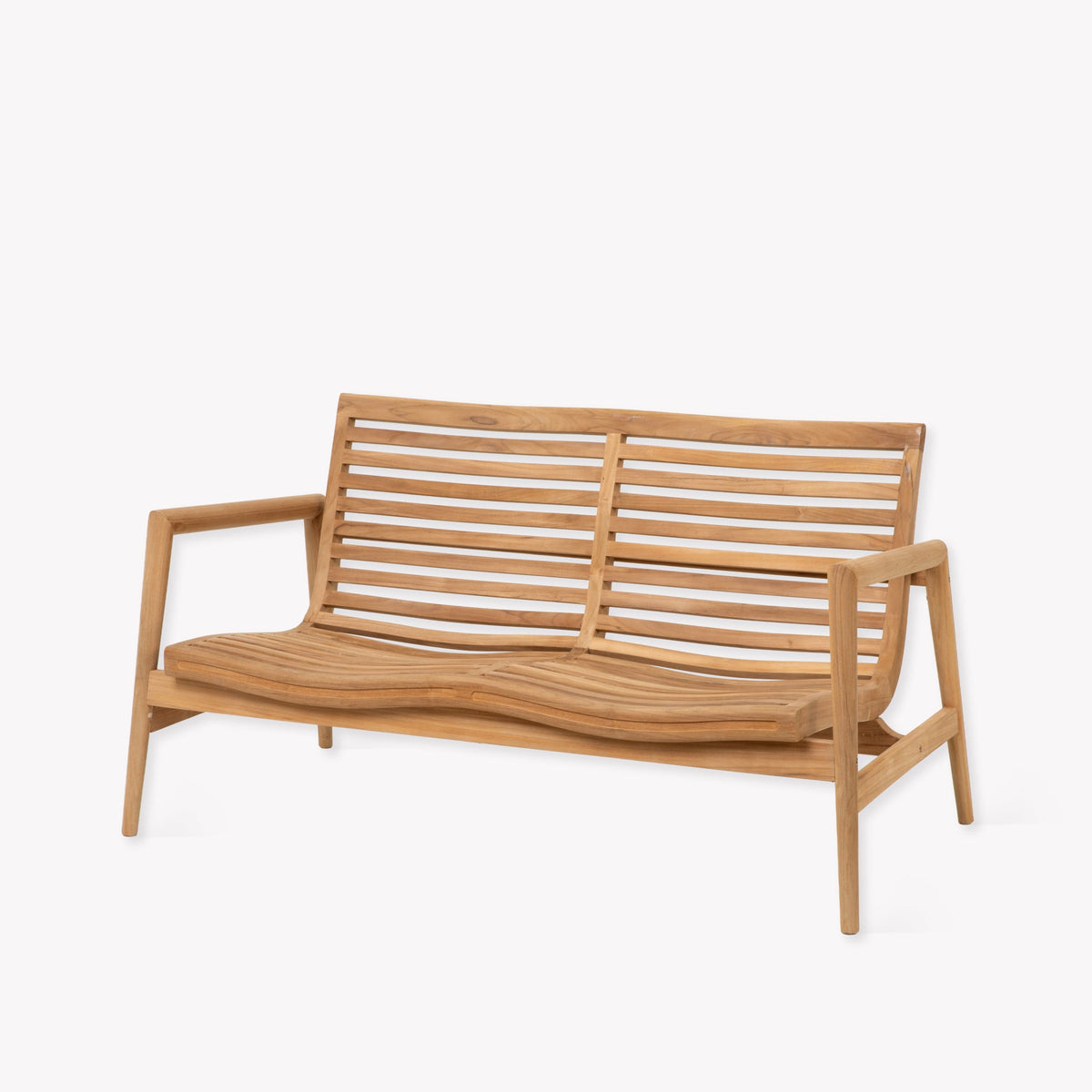 Wooden outdoor bench on a white background