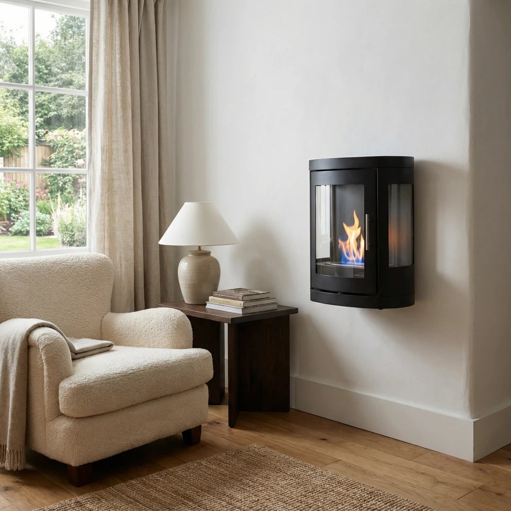 ScandiFlames Oregon Wall-Mounted Bioethanol Fireplace lifestyle view 1