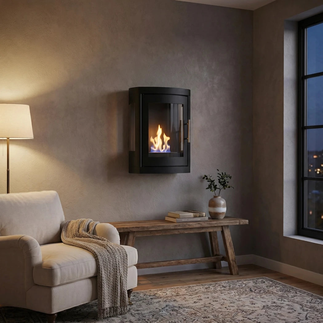 ScandiFlames Oregon Wall-Mounted Bioethanol Fireplace lifestyle view 2