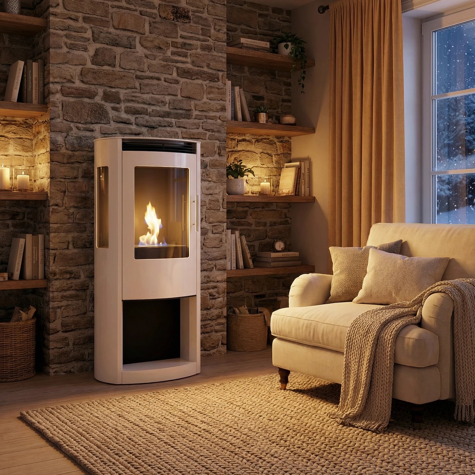 ScandiFlames Lincoln Freestanding Bioethanol Stove | 3-Sided Flame View