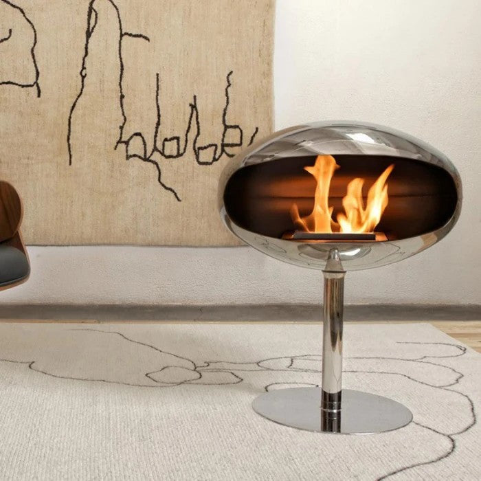 Cocoon Pedestal Fire – Polished Steel Pedestal