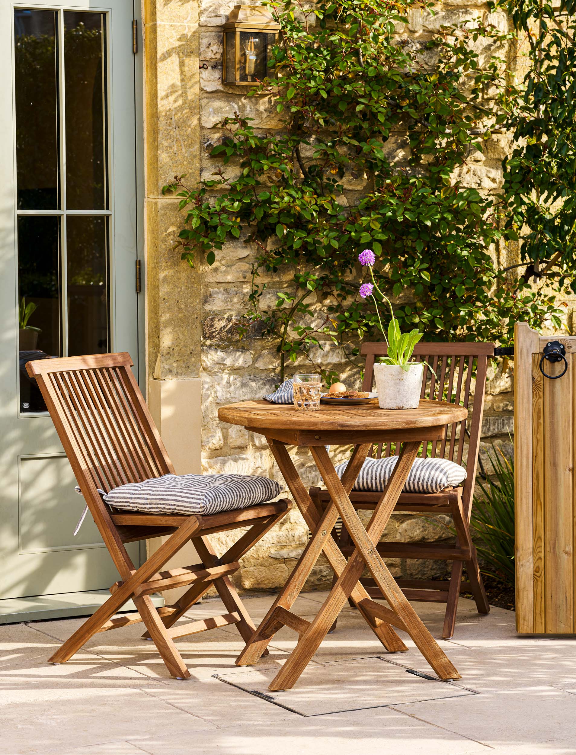 Radley Teak Bistro Set – Folding Table & Two Chairs