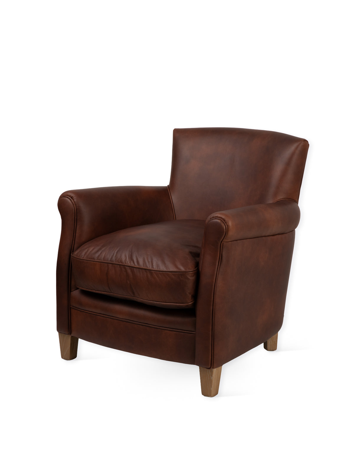 Edgehill Leather Armchair – Ash Wood, Brown