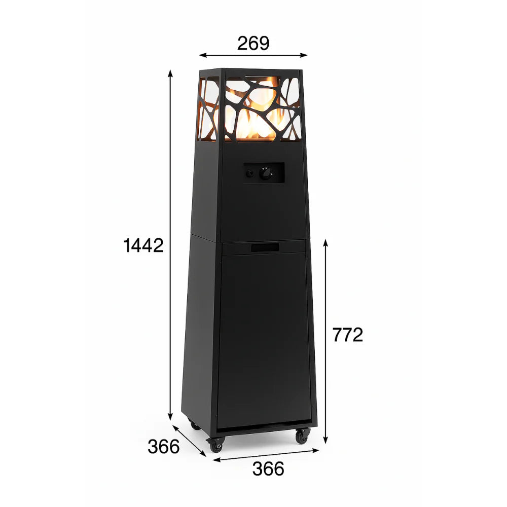 Planika Pyramid Jet Black Gas Patio Heater + Protective Cover