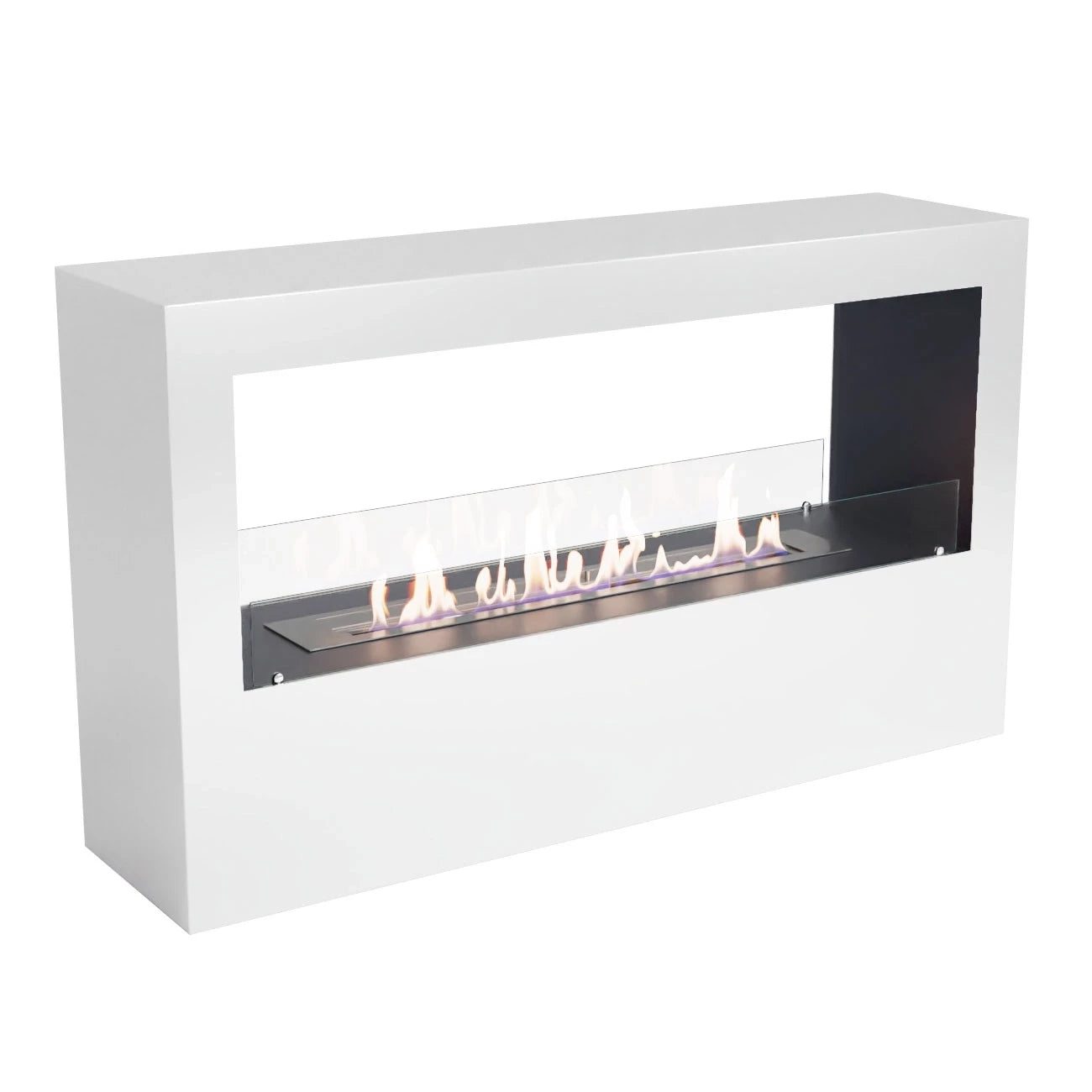 ScandiFlames Lansing XL – White Freestanding 2-Sided Bioethanol Fireplace