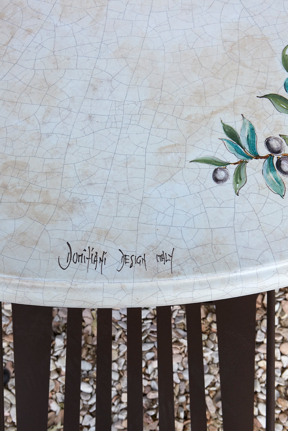 Domiziani Aurora Round Hand-Painted Lava Stone Table